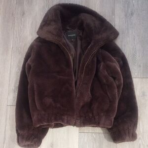 Banana Republic Dark Brown Faux Fur Coat